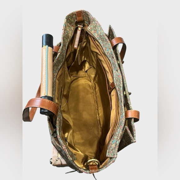 Patricia Nash Silvi Tote Coral Bouquet Floral Leather Trim Travel Work - Picture 16 of 16